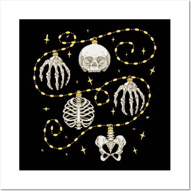 Skeleton Baubles Gold Chain Wall Art by yaylemons